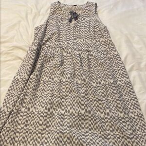 Chic Sleeveless Linen Blend Dress Gray, white hint tan